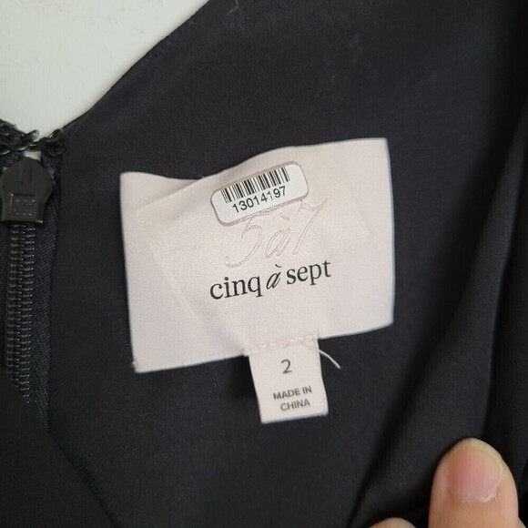 Cinq a Sept Black Cecil Knotted Crepe Flare Long Sleeve Mini Dress Size 2 - Picture 13 of 16